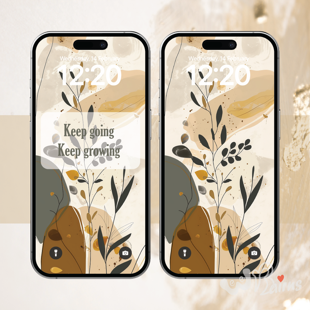 Picture showing Boho wallpaper with optional quote ;Keep going Keep Growing