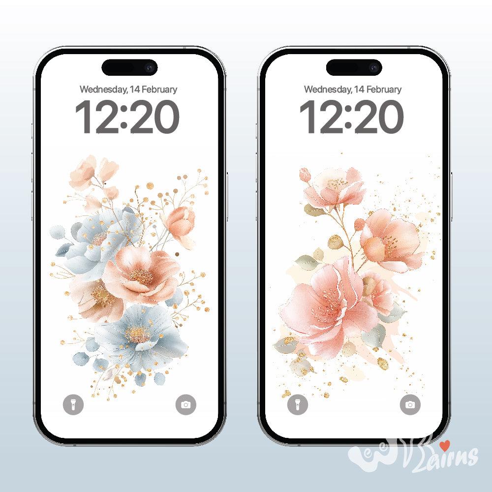 Phone Wallpaper Floral Design, On-trend Colours, Water Colour Flower, iPhone Background,
