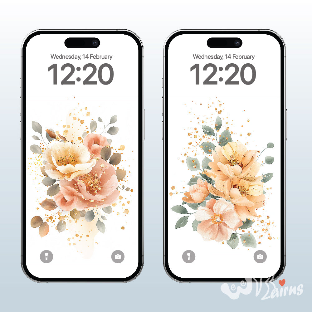 Phone Wallpaper Floral Design, On-trend Colours, Water Colour Flower, iPhone Background,