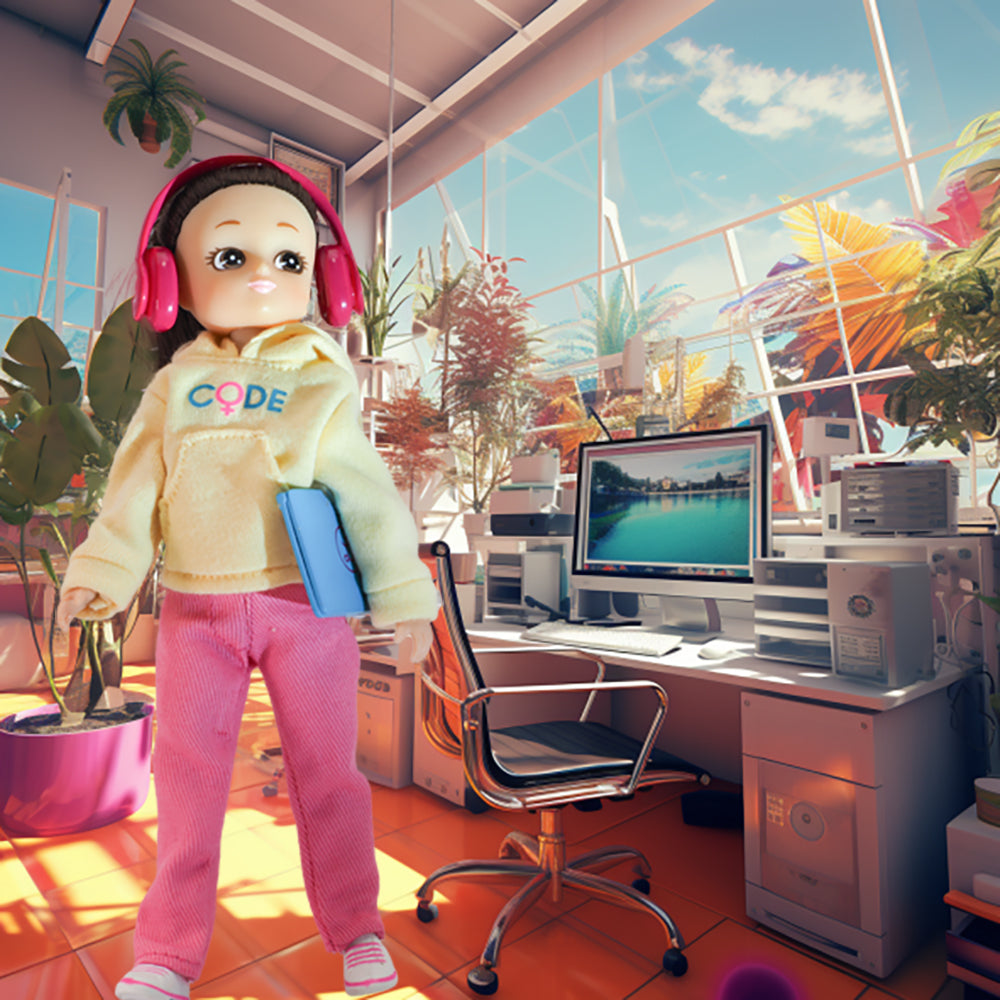 Picture of a Lottie Toy placed on an AI generated background.