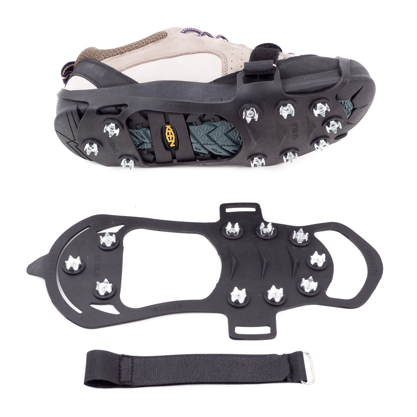 Picture shows our 10 point antislip crampon for use with shoes or boots.