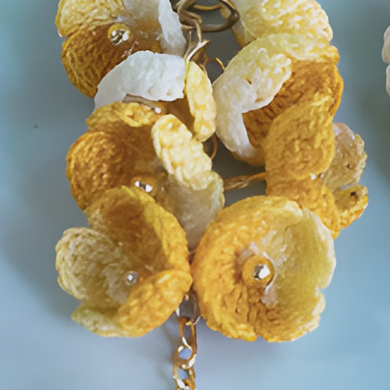 Video of the Sunflower crochet earrings showing the fine detail.