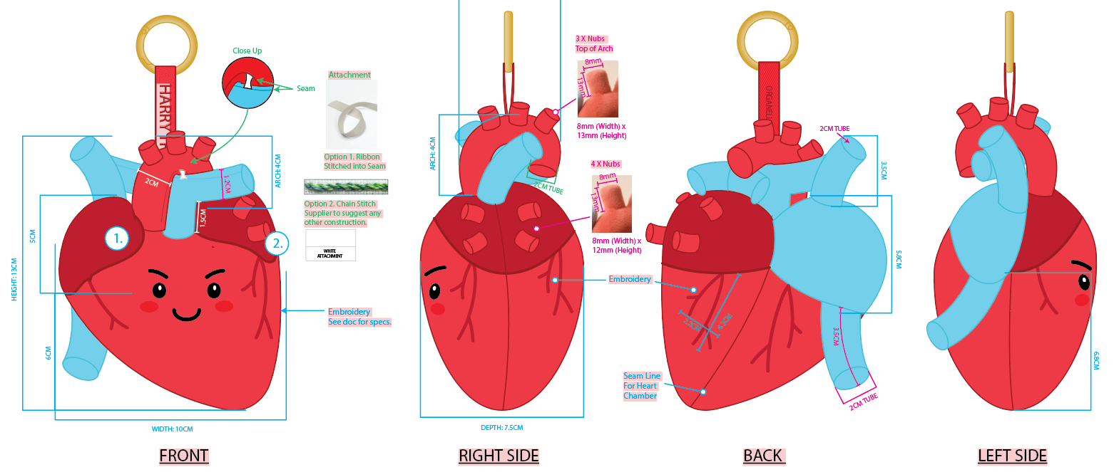 Plush toy project of a human heart