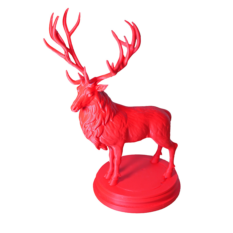 Picture of a 3d print of a Highland Stag with beautiful antlers.